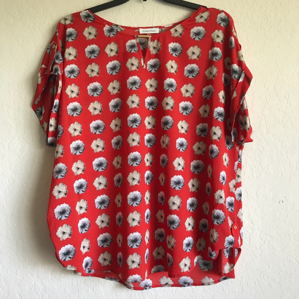 Calvin Klein | Red floral print top